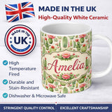 Personalized Custom Name Watercolor Cactus Succulent Garden Soft Pastel Desert Seamless 11oz Ceramic Coffee Tea Mug White Large Handle