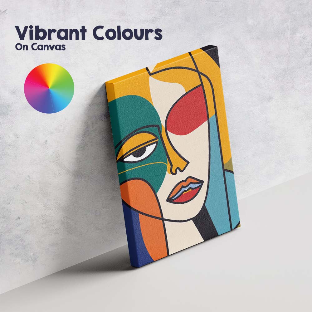 Abstract Colour Block Cubist Woman Portrait Canvas Wall Art Print Decor Picture Ready to Hang