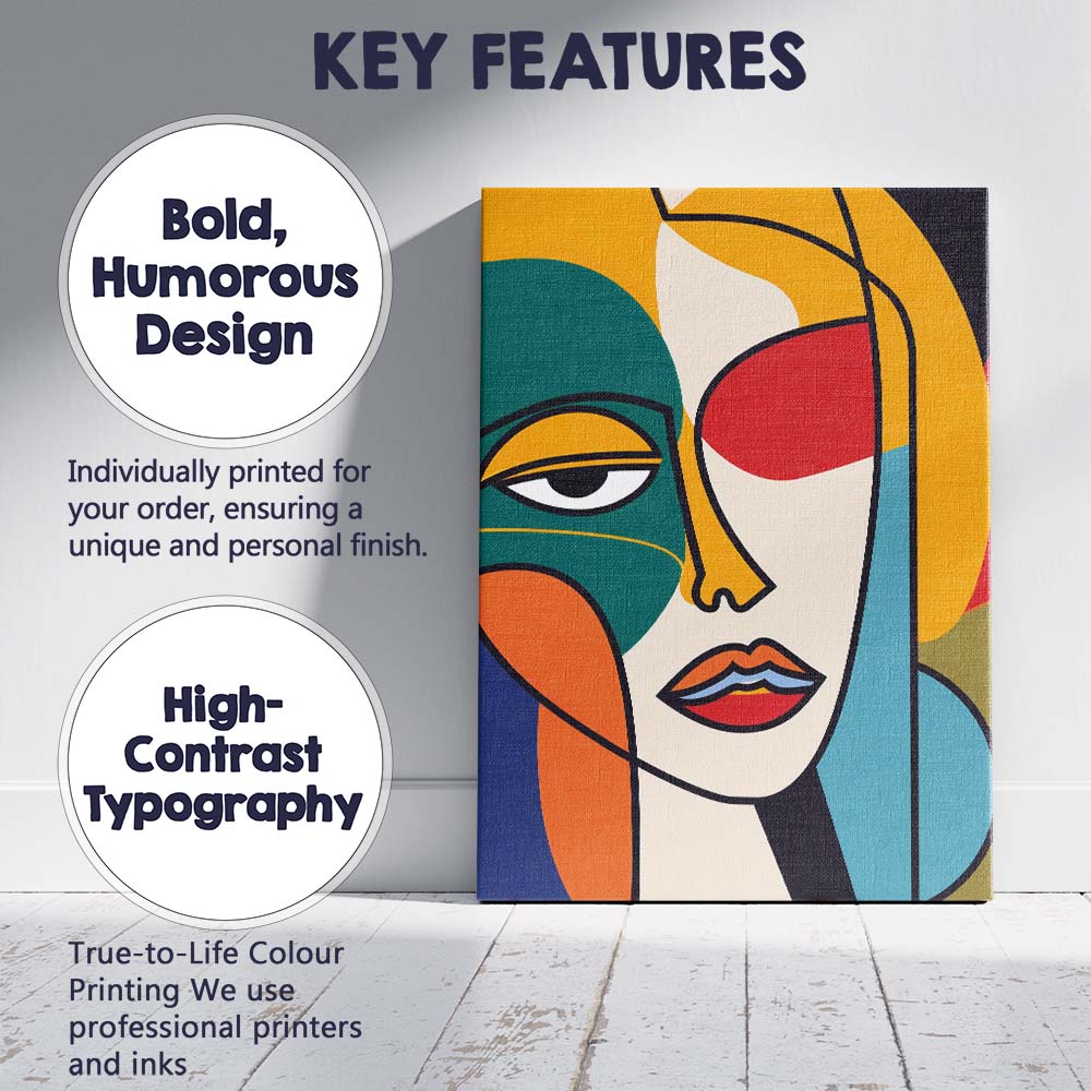 Abstract Colour Block Cubist Woman Portrait Canvas Wall Art Print Decor Picture Ready to Hang