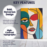 Abstract Colour Block Cubist Woman Portrait Canvas Wall Art Print Decor Picture Ready to Hang