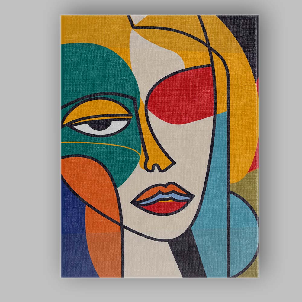Abstract Colour Block Cubist Woman Portrait Canvas Wall Art Print Decor Picture Ready to Hang