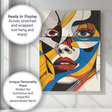 Bold Geometric Pop Art Female Face Portrait Canvas Wall Art Print Decor Picture Ready to Hang