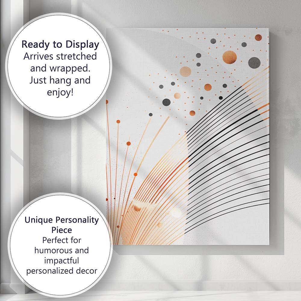 Modern Geometric Cosmic Lines and Dotted Abstract Canvas Wall Art Print Decor Picture Ready to Hang