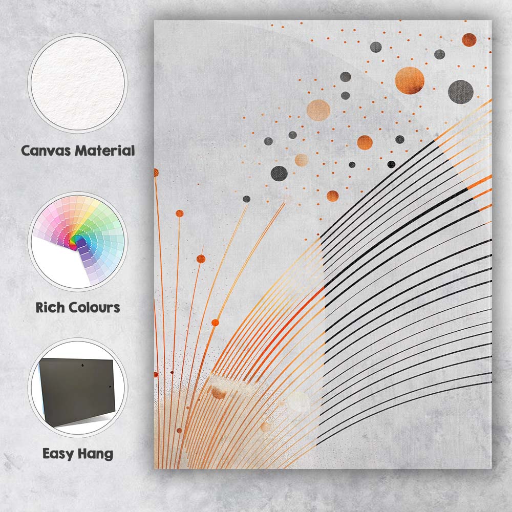 Modern Geometric Cosmic Lines and Dotted Abstract Canvas Wall Art Print Decor Picture Ready to Hang