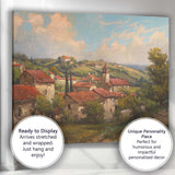 Sunlit Mediterranean Village Red Roof Landscape Canvas Wall Art Print Decor Picture Ready to Hang