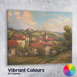 Sunlit Mediterranean Village Red Roof Landscape Canvas Wall Art Print Decor Picture Ready to Hang