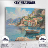 Mediterranean Coastal Village Fishing Boat Seascape Canvas Wall Art Print Decor Picture Ready to Hang