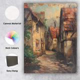 Old European Cobbled Village Alley Rustic Architecture Canvas Wall Art Print Decor Picture Ready to Hang