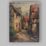 Old European Cobbled Village Alley Rustic Architecture Canvas Wall Art Print Decor Picture Ready to Hang