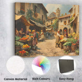Traditional European Market Square Fresh Produce Street Scene Canvas Wall Art Print Decor Picture Ready to Hang