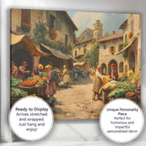 Traditional European Market Square Fresh Produce Street Scene Canvas Wall Art Print Decor Picture Ready to Hang