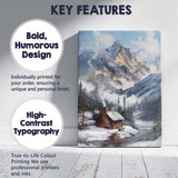 Snow Covered Mountain Cabin Winter Alpine Landscape Canvas Wall Art Print Decor Picture Ready to Hang