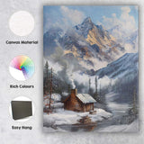 Snow Covered Mountain Cabin Winter Alpine Landscape Canvas Wall Art Print Decor Picture Ready to Hang