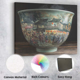 Traditional Chinese Market Street Porcelain Bowl Artwork Canvas Wall Art Print Decor Picture Ready to Hang
