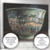 Traditional Chinese Market Street Porcelain Bowl Artwork Canvas Wall Art Print Decor Picture Ready to Hang