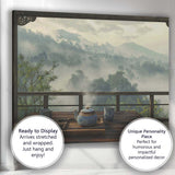 Peaceful Mountain Tea Ceremony Balcony Misty Landscape Canvas Wall Art Print Decor Picture Ready to Hang