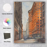 Historic New York Flatiron Building City Street Watercolour Canvas Wall Art Print Decor Picture Ready to Hang