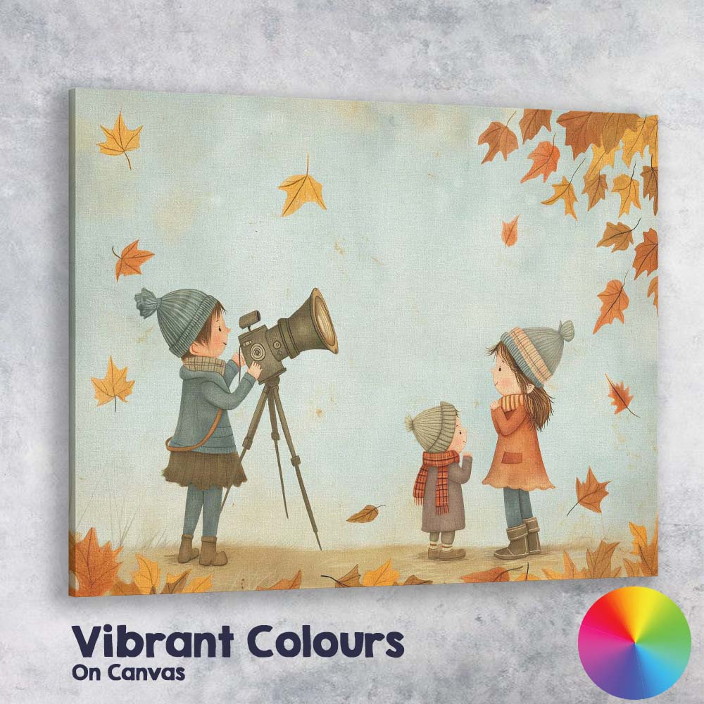 Autumn Children Nature Photography Adventure Illustration Canvas Wall Art Print Decor Picture Ready to Hang