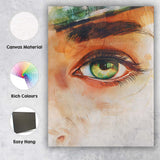 Emerald Green Human Eye Watercolour Abstract Portrait Canvas Wall Art Print Decor Picture Ready to Hang