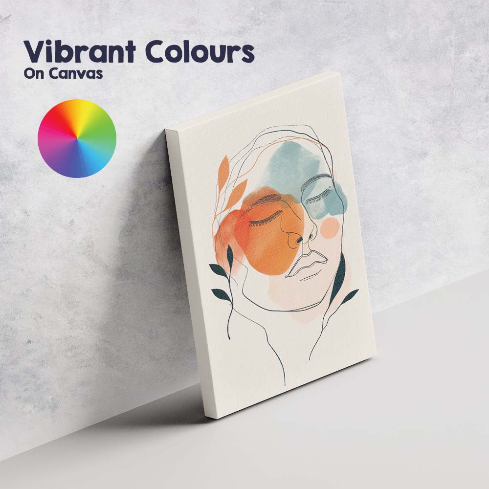 Minimalist Abstract Line Art Woman Face Terracotta Blue Canvas Wall Art Print Decor Picture Ready to Hang