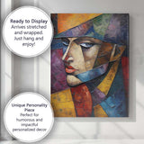 Textured Cubist Female Portrait Abstract Palette Knife Painting Canvas Wall Art Print Decor Picture Ready to Hang
