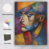 Textured Cubist Female Portrait Abstract Palette Knife Painting Canvas Wall Art Print Decor Picture Ready to Hang