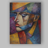 Textured Cubist Female Portrait Abstract Palette Knife Painting Canvas Wall Art Print Decor Picture Ready to Hang