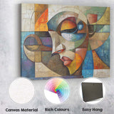 Geometric Cubist Face Modern Abstract Mosaic Portrait Canvas Wall Art Print Decor Picture Ready to Hang