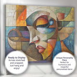 Geometric Cubist Face Modern Abstract Mosaic Portrait Canvas Wall Art Print Decor Picture Ready to Hang