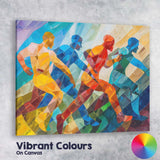 Abstract Cubist Running Athletes Colourful Sports Painting Canvas Wall Art Print Decor Picture Ready to Hang