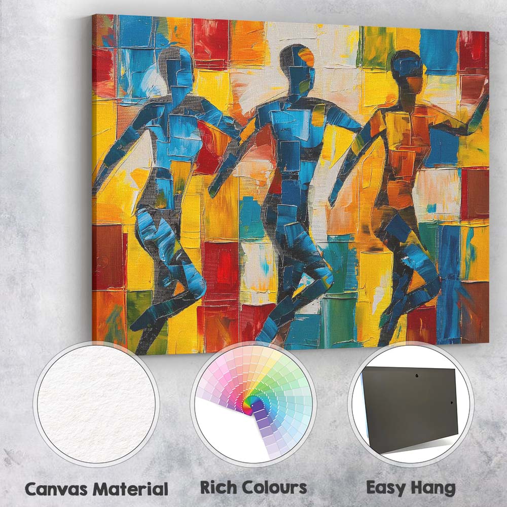 Modern Geometric Runners Colour Block Sports Artwork Canvas Wall Art Print Decor Picture Ready to Hang