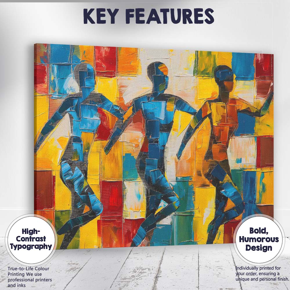 Modern Geometric Runners Colour Block Sports Artwork Canvas Wall Art Print Decor Picture Ready to Hang