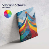 Abstract Rainbow Mountain Peak Geometric Landscape Painting Canvas Wall Art Print Decor Picture Ready to Hang