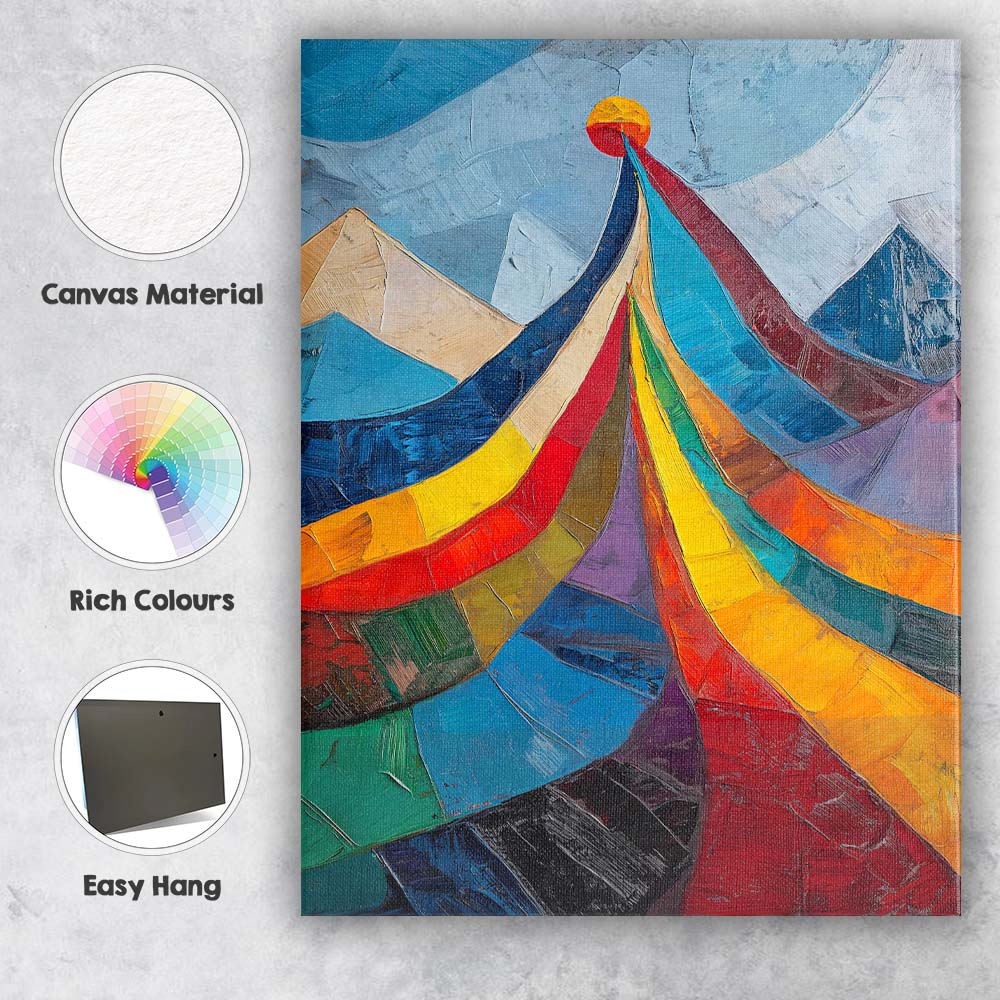 Abstract Rainbow Mountain Peak Geometric Landscape Painting Canvas Wall Art Print Decor Picture Ready to Hang