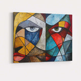 Bold Cubist Dual Face Geometric Abstract Portrait Canvas Wall Art Print Decor Picture Ready to Hang