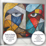 Bold Cubist Dual Face Geometric Abstract Portrait Canvas Wall Art Print Decor Picture Ready to Hang