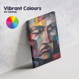 Modern Cubist Human Face Textured Abstract Portrait Canvas Wall Art Print Decor Picture Ready to Hang