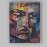 Modern Cubist Human Face Textured Abstract Portrait Canvas Wall Art Print Decor Picture Ready to Hang