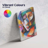 Abstract Cubist Female Portrait Colourful Geometric Face Canvas Wall Art Print Decor Picture Ready to Hang