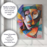 Abstract Cubist Female Portrait Colourful Geometric Face Canvas Wall Art Print Decor Picture Ready to Hang