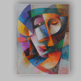 Abstract Cubist Female Portrait Colourful Geometric Face Canvas Wall Art Print Decor Picture Ready to Hang