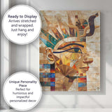 Ancient Egyptian Pharaoh Geometric Mosaic Portrait Canvas Wall Art Print Decor Picture Ready to Hang