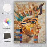 Ancient Egyptian Pharaoh Geometric Mosaic Portrait Canvas Wall Art Print Decor Picture Ready to Hang