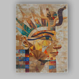 Ancient Egyptian Pharaoh Geometric Mosaic Portrait Canvas Wall Art Print Decor Picture Ready to Hang