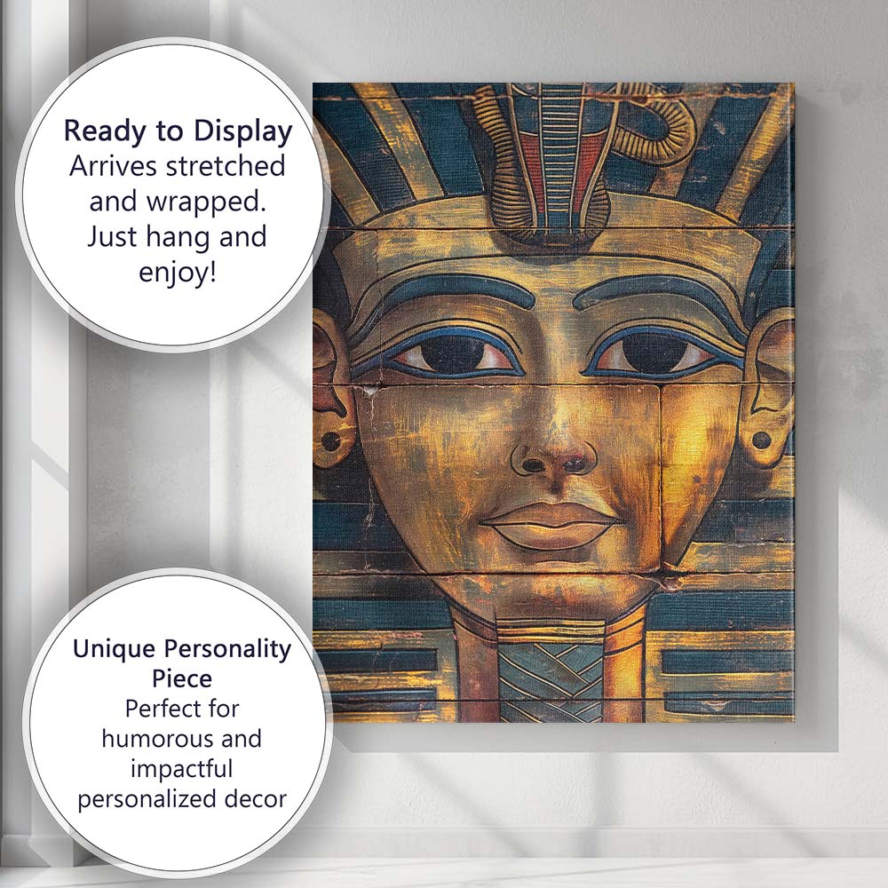 Golden Pharaoh Death Mask Ancient Egypt Portrait Canvas Wall Art Print Decor Picture Ready to Hang