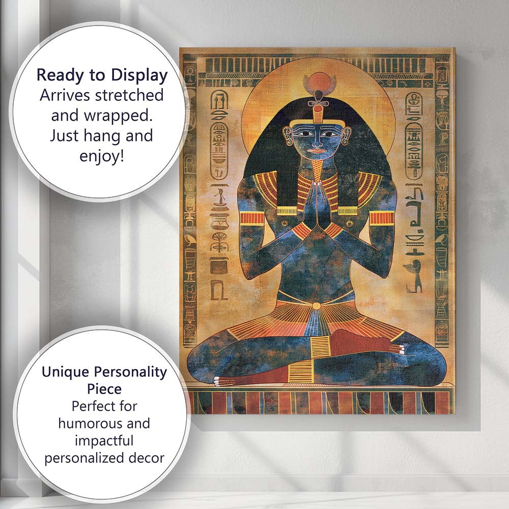 Ancient Egyptian Goddess Prayer Hieroglyphic Temple Art Canvas Wall Art Print Decor Picture Ready to Hang