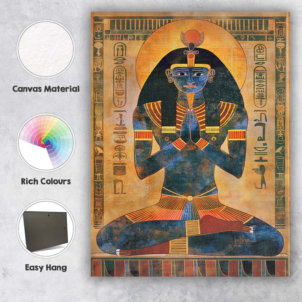Ancient Egyptian Goddess Prayer Hieroglyphic Temple Art Canvas Wall Art Print Decor Picture Ready to Hang