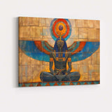 Seated Egyptian Goddess with Blue Wings Temple Wall Art Canvas Wall Art Print Decor Picture Ready to Hang