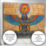 Seated Egyptian Goddess with Blue Wings Temple Wall Art Canvas Wall Art Print Decor Picture Ready to Hang