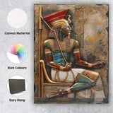 Ancient Egyptian Pharaoh Relief Hieroglyphic Stone Carving Canvas Wall Art Print Decor Picture Ready to Hang